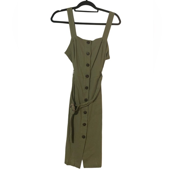 Blu Pepper Green Sleeveless Square Neck Midi Sundress - Picture 2 of 5
